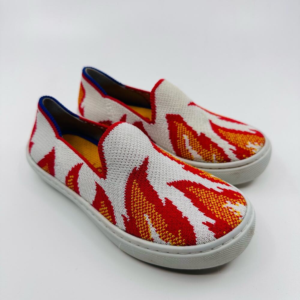 Rothy's Flame Youth The Kids Sneaker Us K10 Red/White/Yellow/Blue Flat Pull On